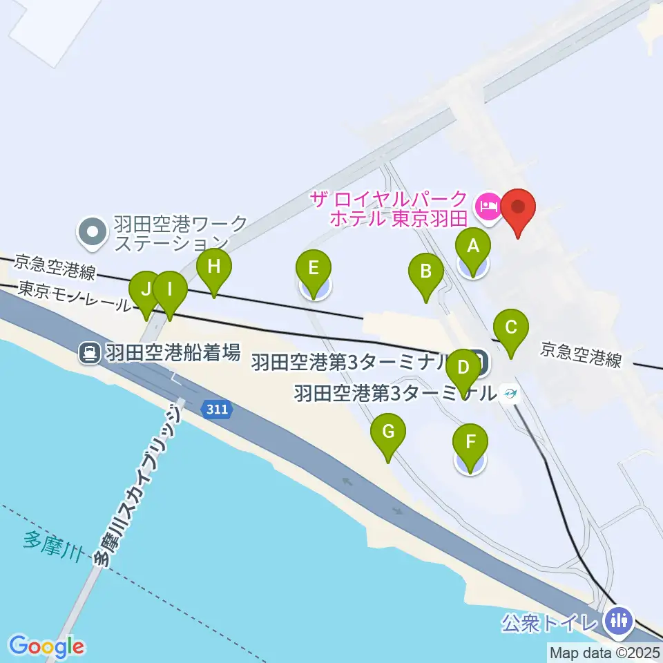 羽田空港ティアットスカイホール周辺の駐車場・コインパーキング一覧地図