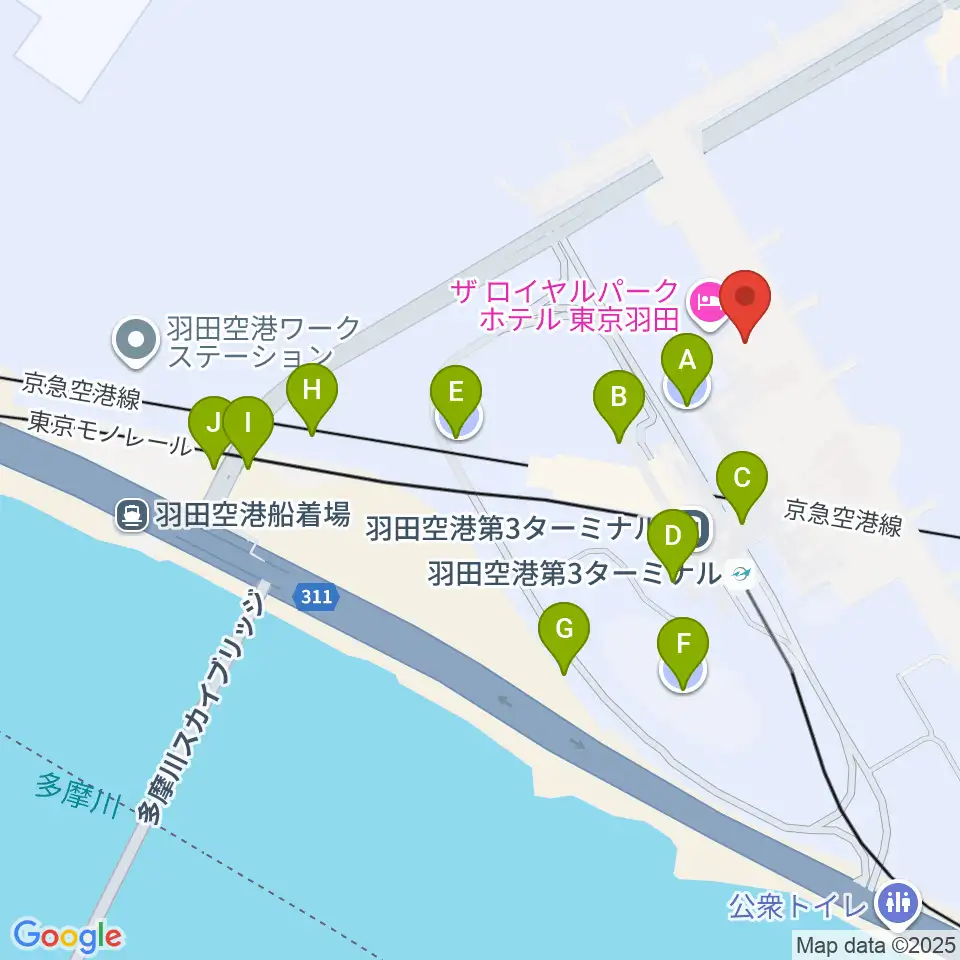 羽田空港ティアットスカイホール周辺の駐車場・コインパーキング一覧地図