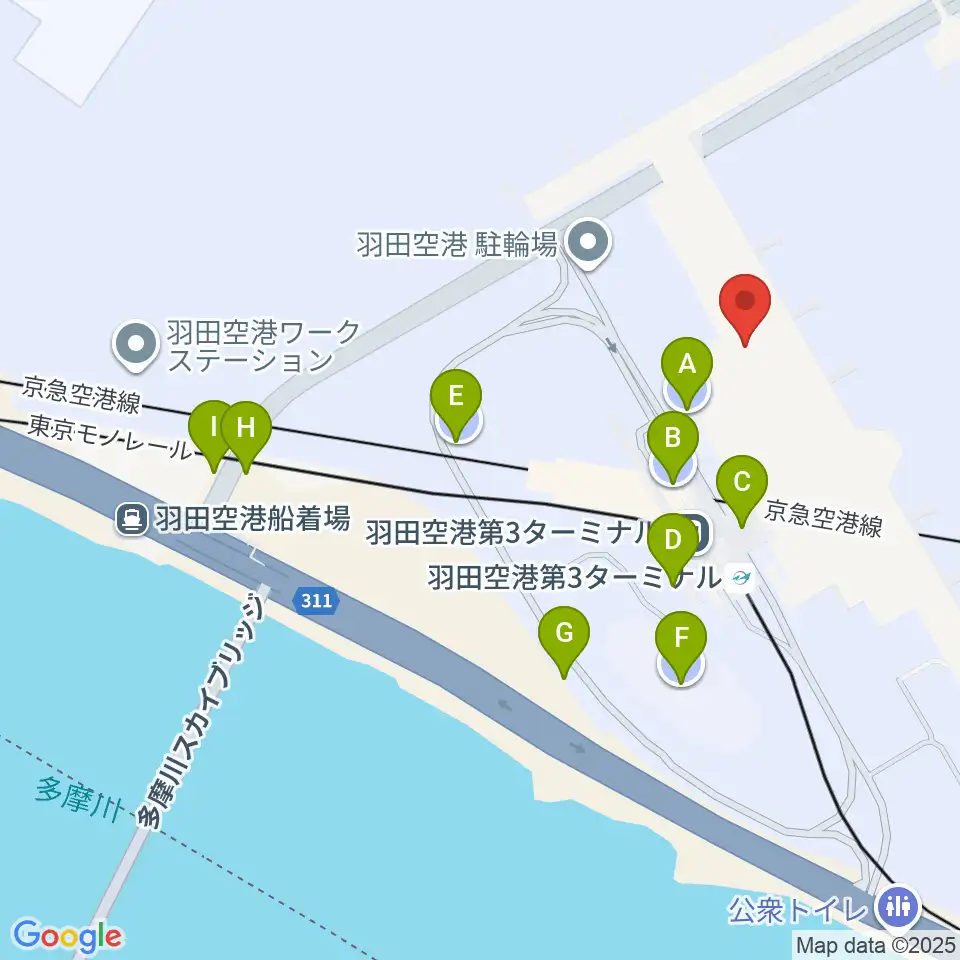 羽田空港ティアットスカイホール周辺の駐車場・コインパーキング一覧地図