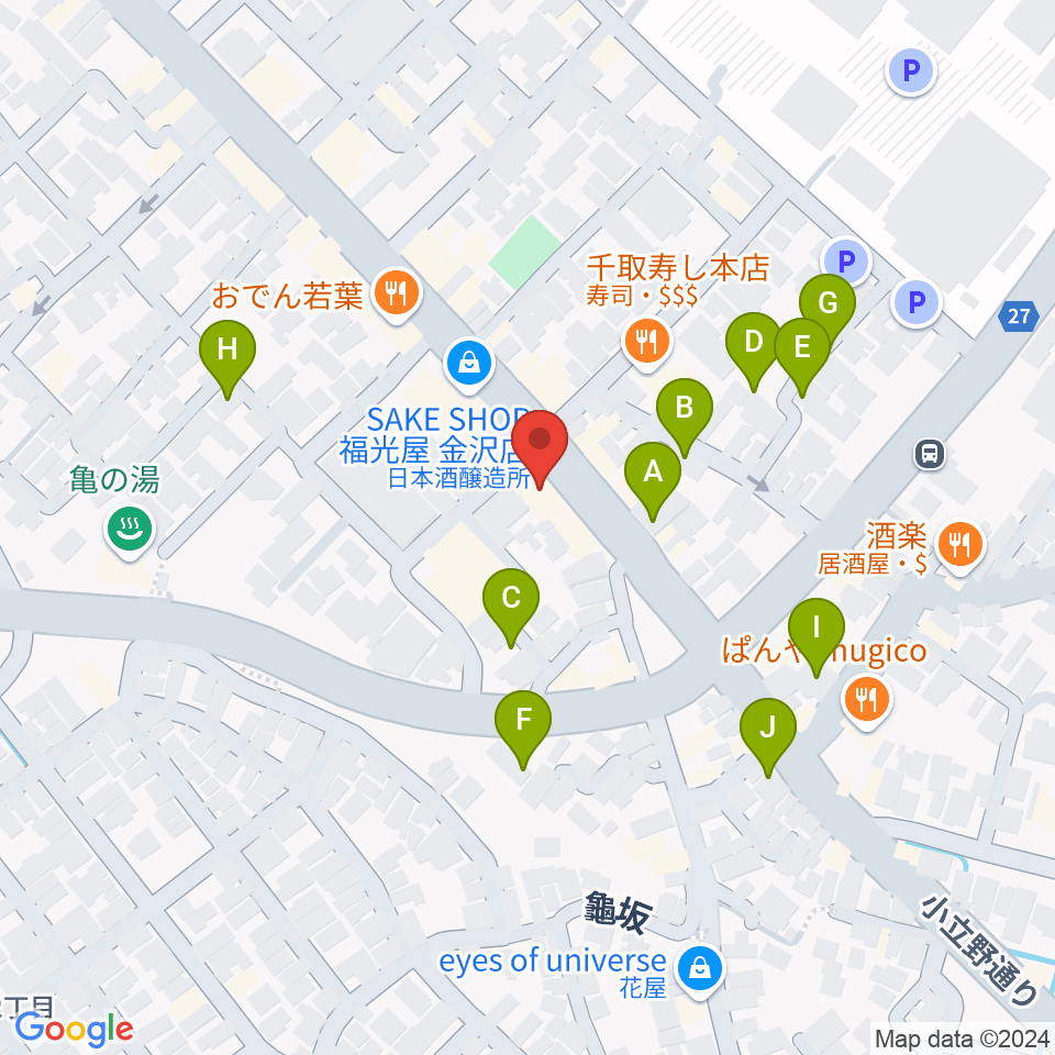 金沢etc.link周辺の駐車場・コインパーキング一覧地図