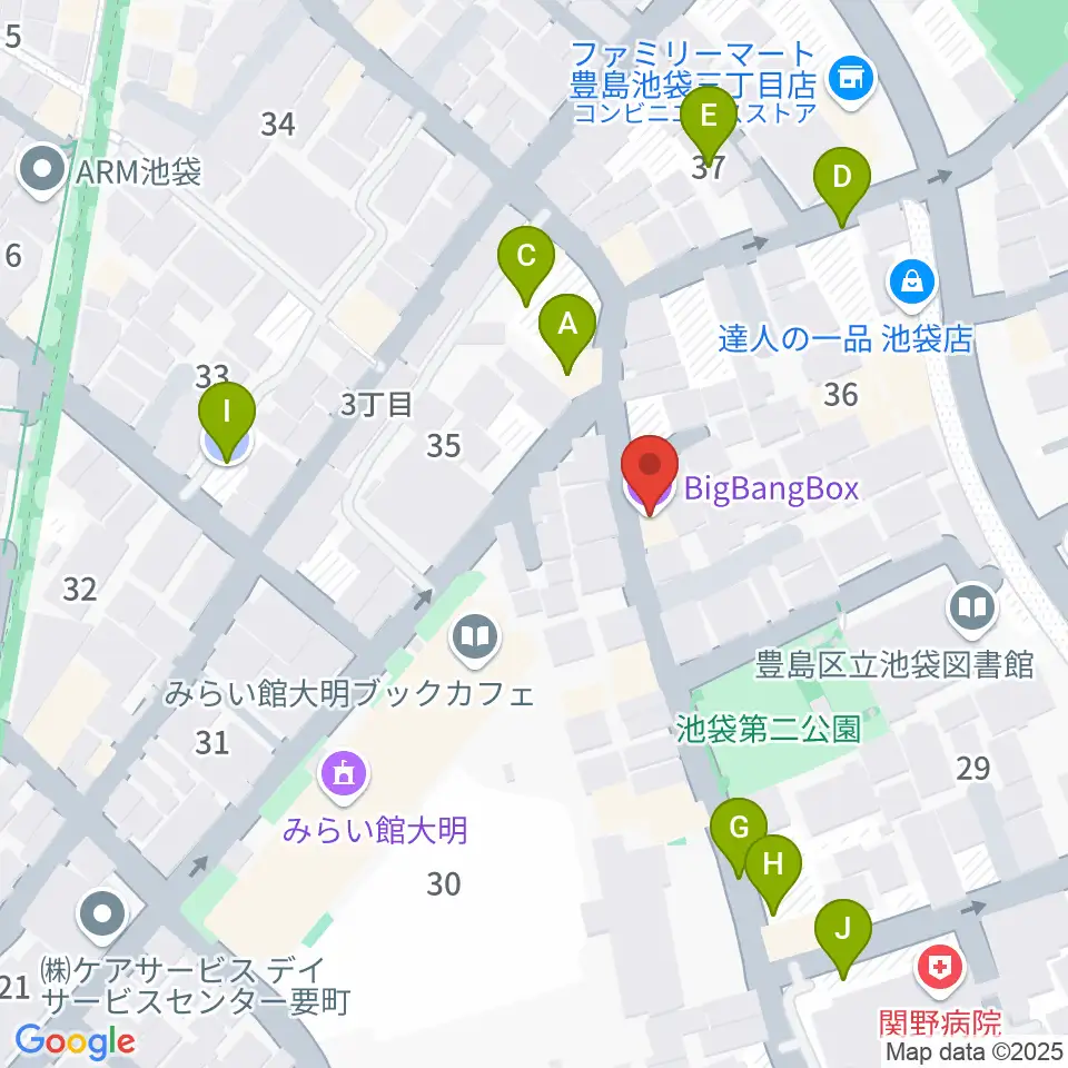 池袋ビッグバンボックス周辺の駐車場・コインパーキング一覧地図
