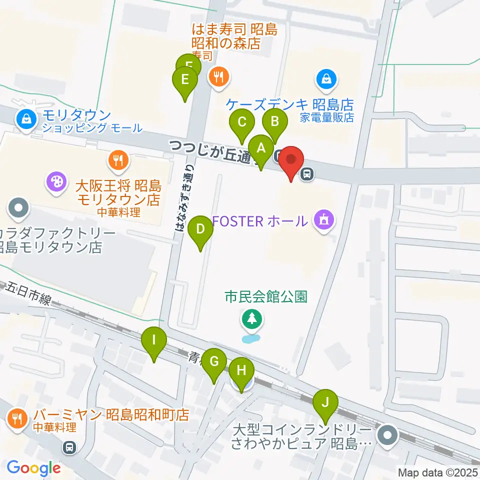 FOSTERホール 昭島市民会館周辺の駐車場・コインパーキング一覧地図
