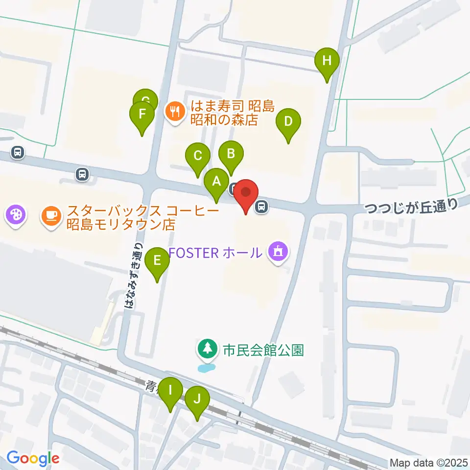 FOSTERホール 昭島市民会館周辺の駐車場・コインパーキング一覧地図