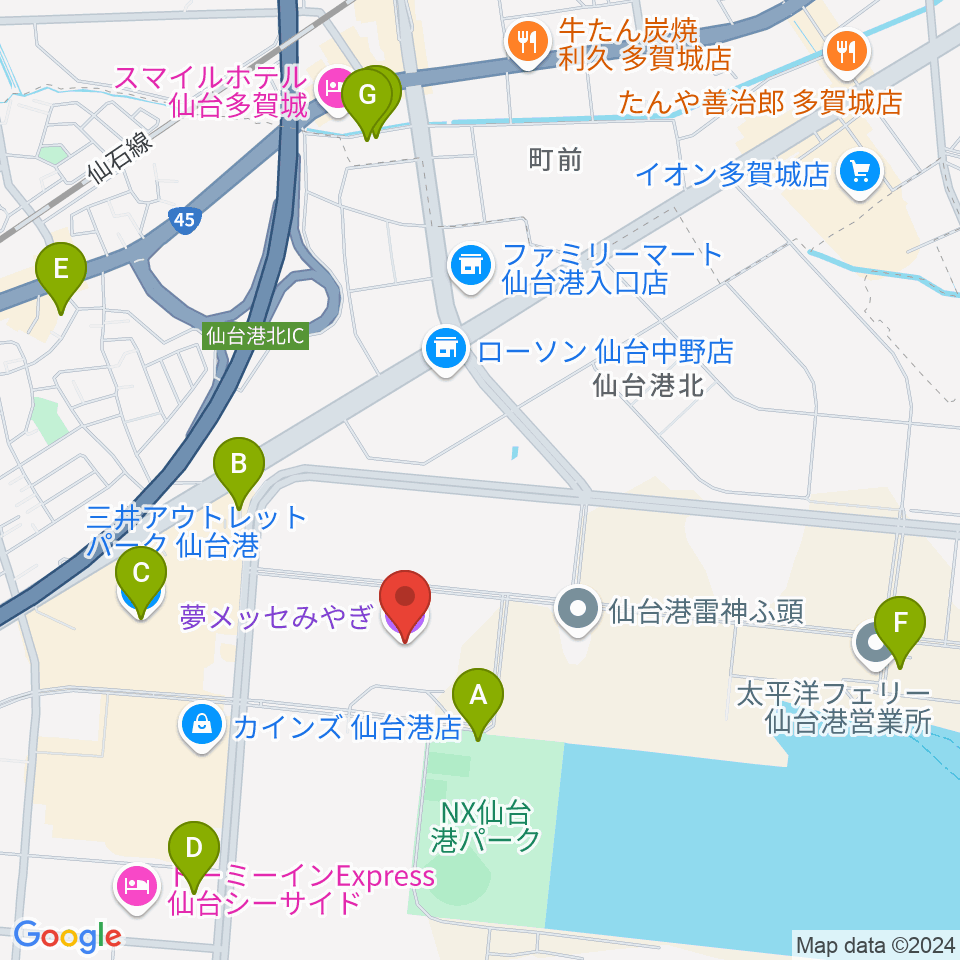 夢メッセみやぎ周辺の駐車場・コインパーキング一覧地図