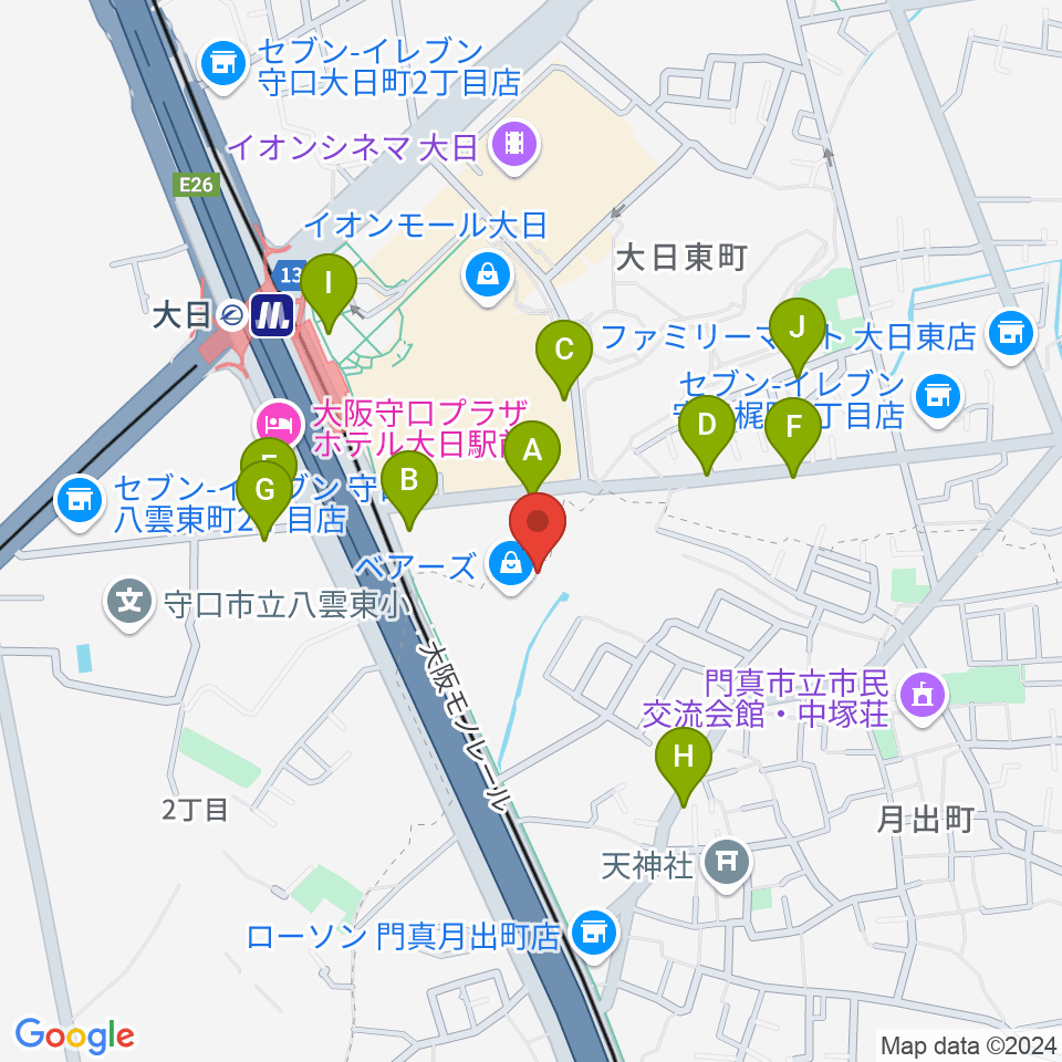 大東楽器ヤマハピアノストア周辺の駐車場・コインパーキング一覧地図