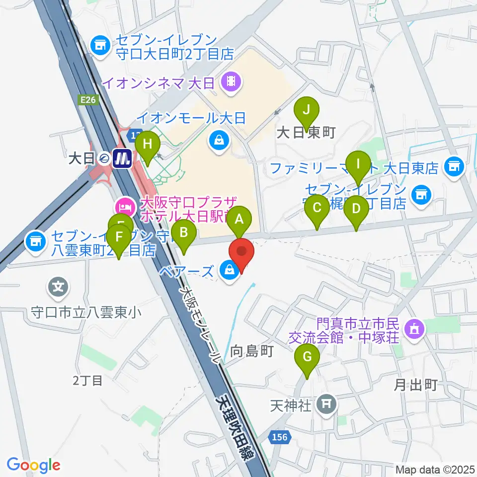 大東楽器ヤマハピアノストア周辺の駐車場・コインパーキング一覧地図