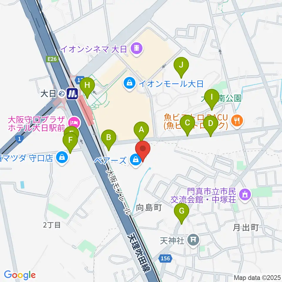 大東楽器ヤマハピアノストア周辺の駐車場・コインパーキング一覧地図