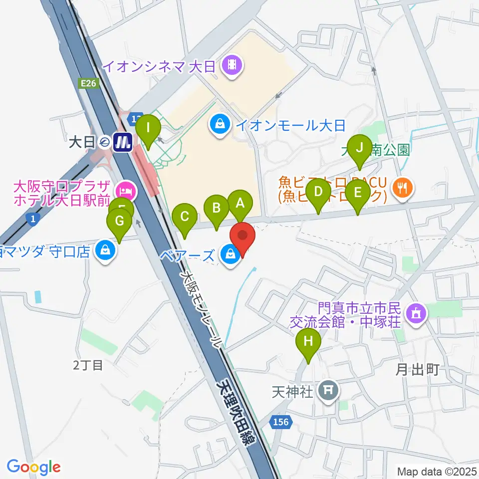 大東楽器ヤマハピアノストア周辺の駐車場・コインパーキング一覧地図
