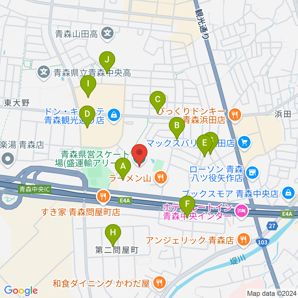 盛運輸アリーナ 青森県営スケート場周辺の駐車場・コインパーキング一覧地図