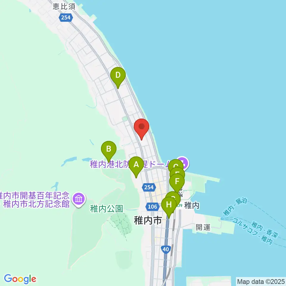 稚内エビナイベントホール周辺の駐車場・コインパーキング一覧地図