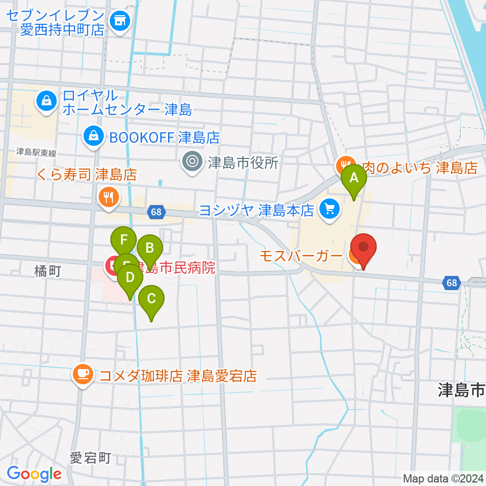 津島グランツ周辺の駐車場・コインパーキング一覧地図