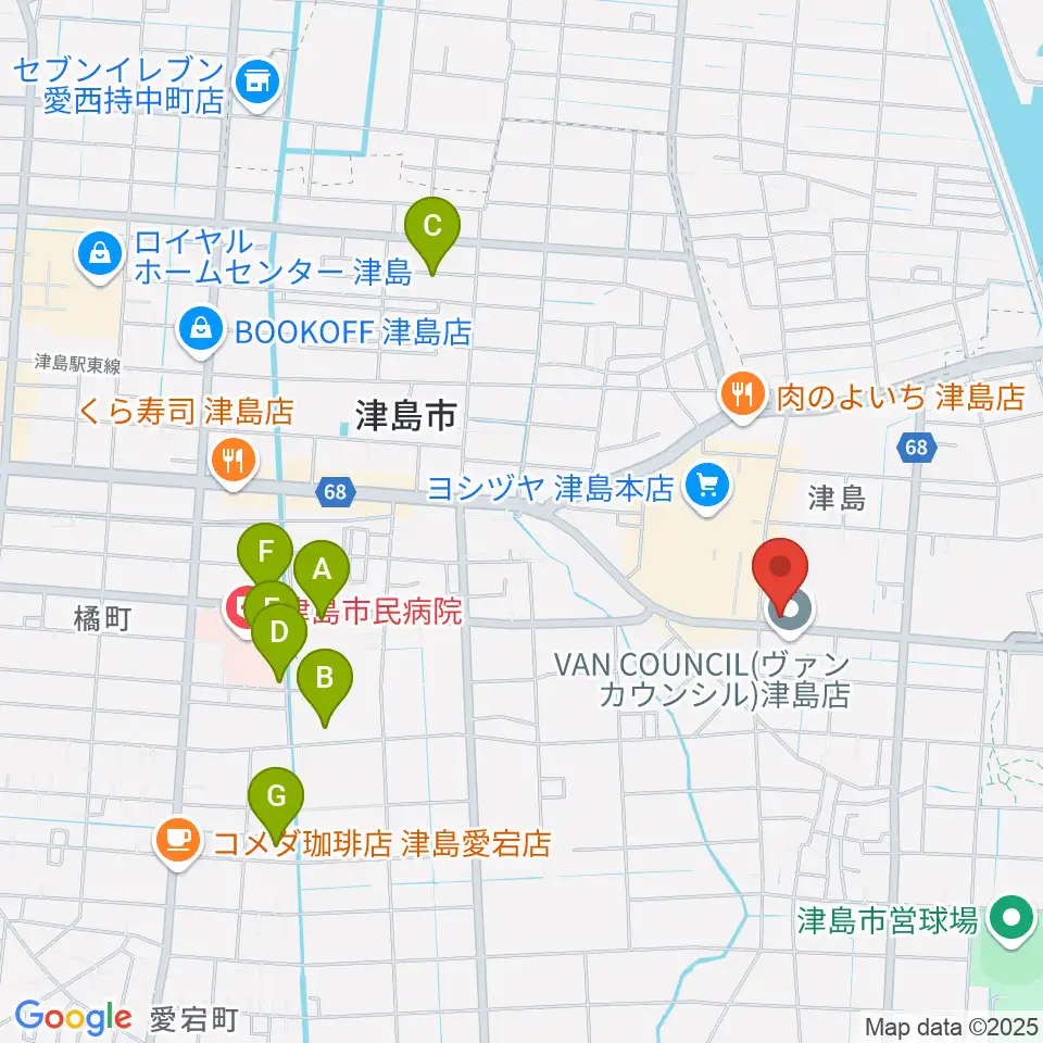津島グランツ周辺の駐車場・コインパーキング一覧地図