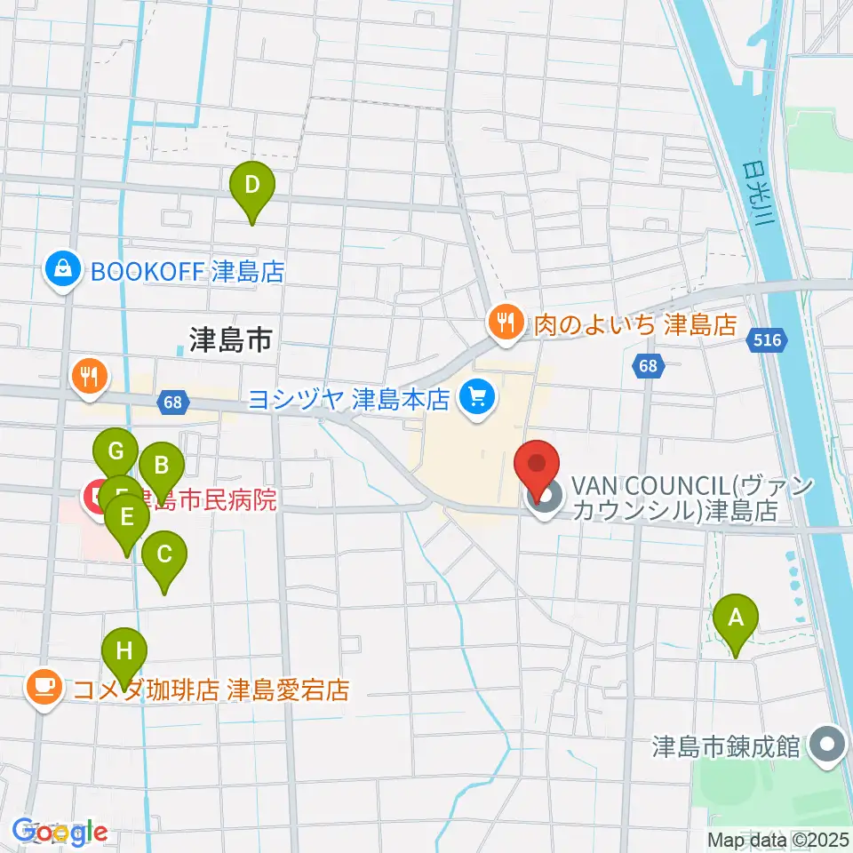 津島グランツ周辺の駐車場・コインパーキング一覧地図