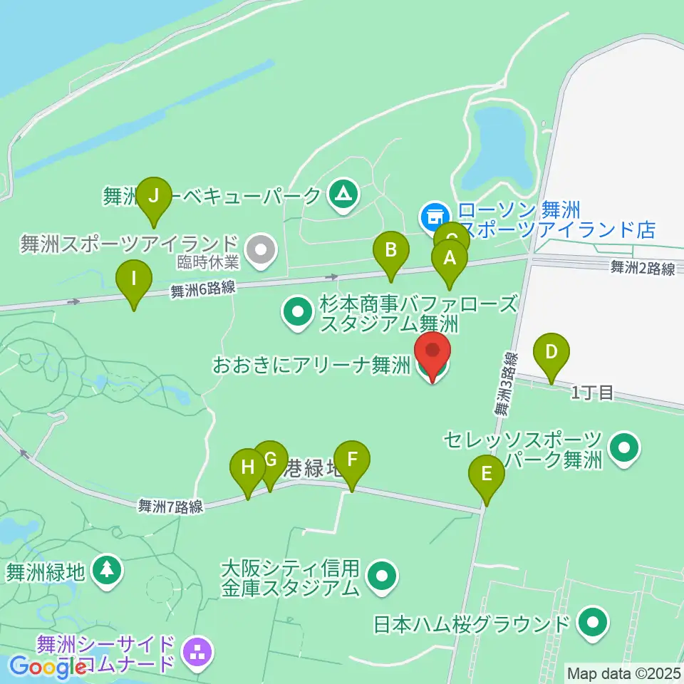 おおきにアリーナ舞洲周辺の駐車場・コインパーキング一覧地図