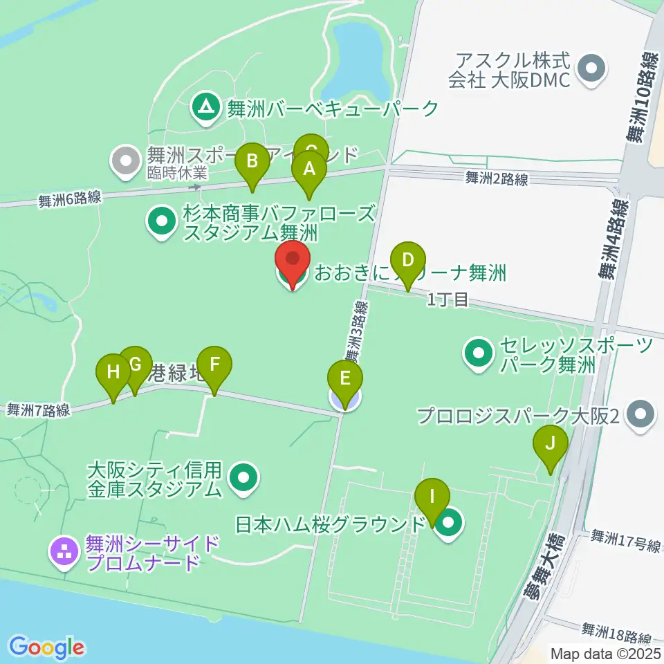 おおきにアリーナ舞洲周辺の駐車場・コインパーキング一覧地図
