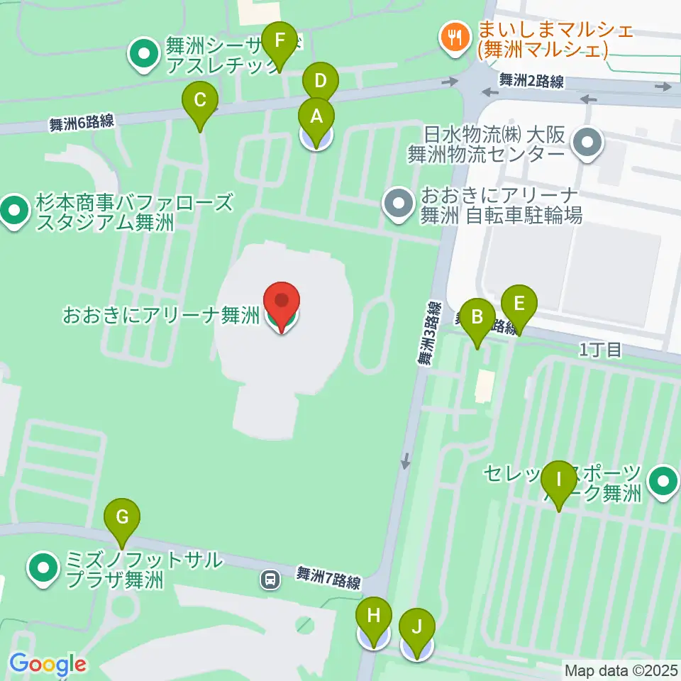 おおきにアリーナ舞洲周辺の駐車場・コインパーキング一覧地図