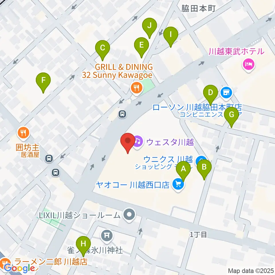 ウェスタ川越周辺の駐車場・コインパーキング一覧地図