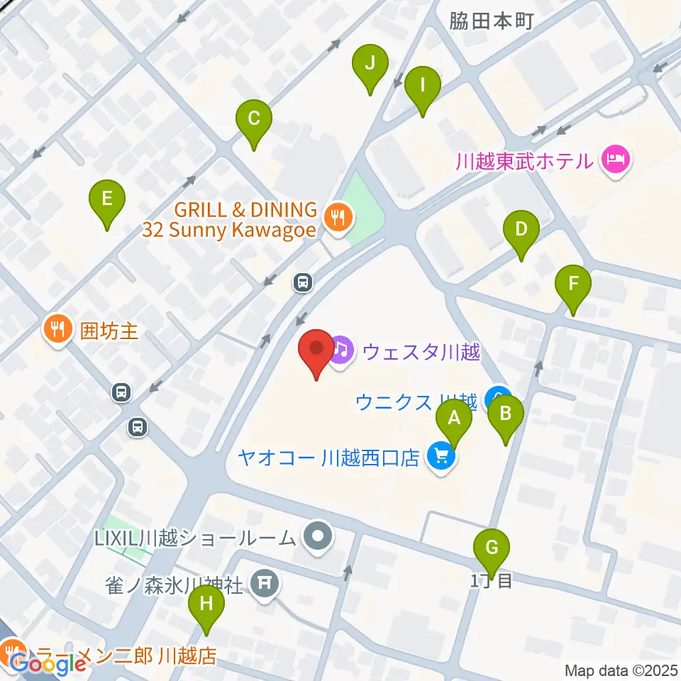 ウェスタ川越周辺の駐車場・コインパーキング一覧地図