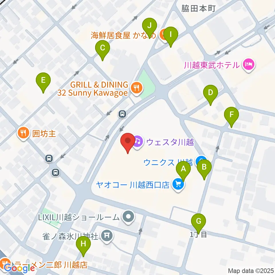 ウェスタ川越周辺の駐車場・コインパーキング一覧地図