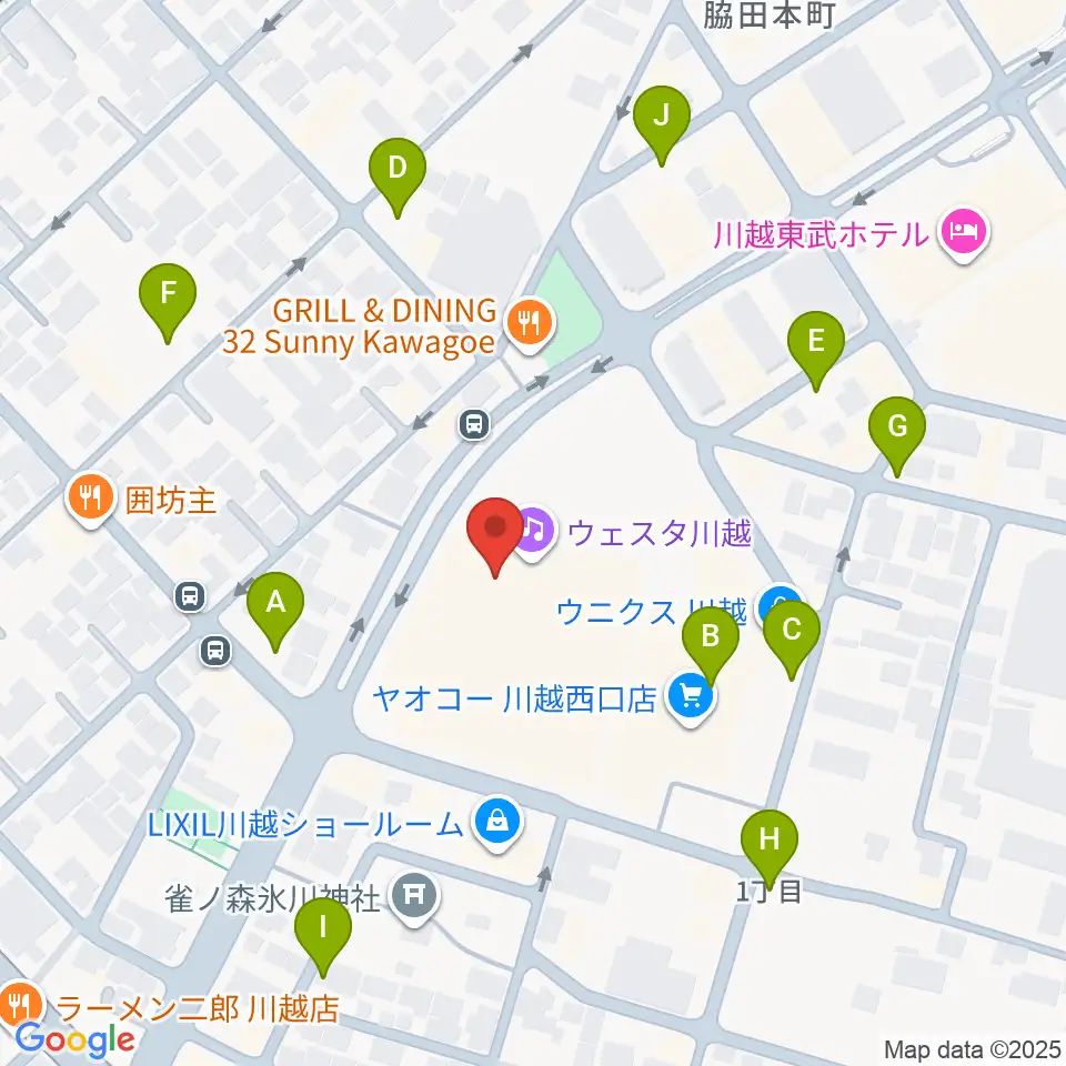 ウェスタ川越周辺の駐車場・コインパーキング一覧地図