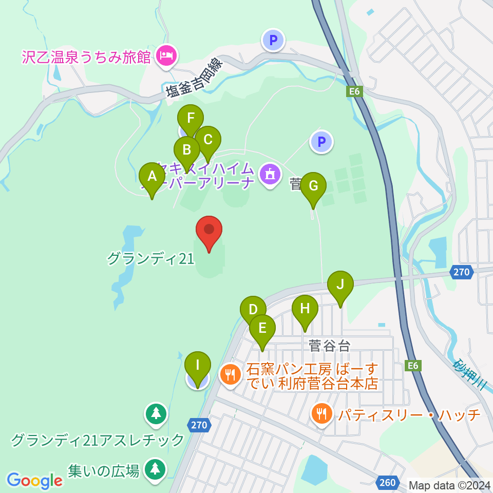 キューアンドエースタジアムみやぎ周辺の駐車場・コインパーキング一覧地図