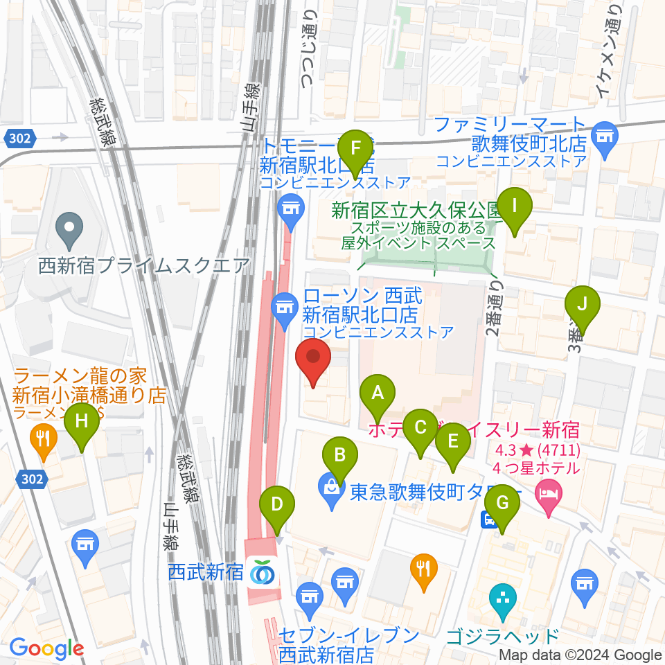 新宿バティオス周辺の駐車場・コインパーキング一覧地図