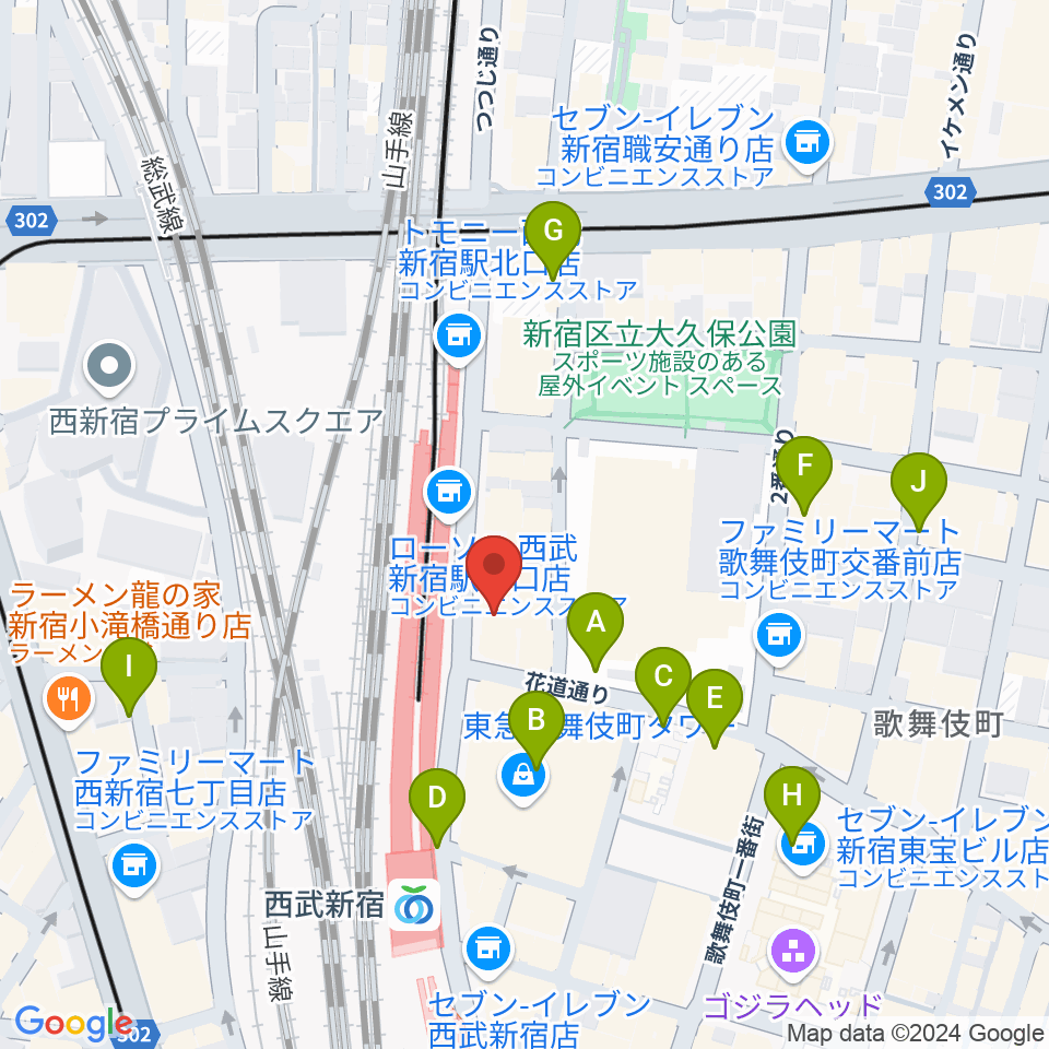 新宿バティオス周辺の駐車場・コインパーキング一覧地図