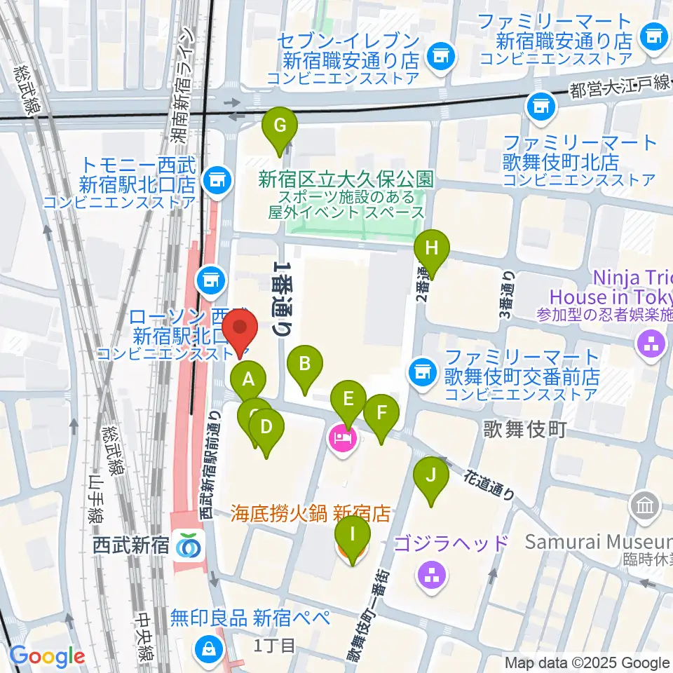 新宿バティオス周辺の駐車場・コインパーキング一覧地図