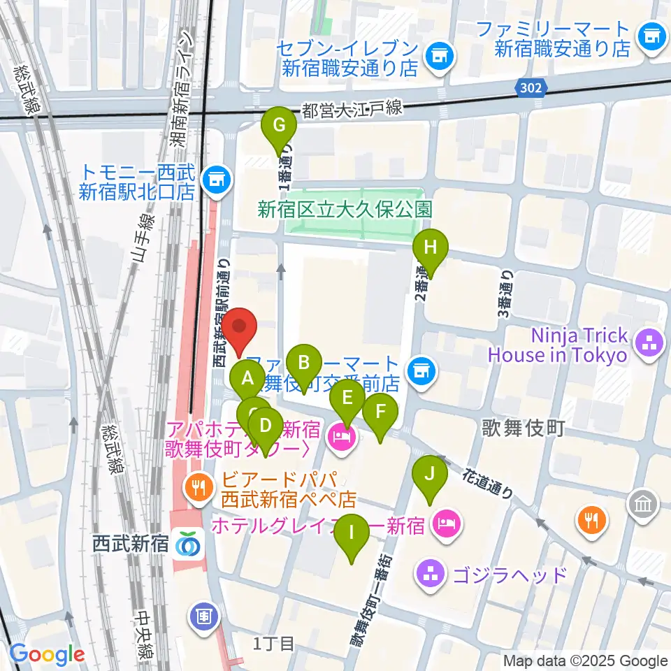 新宿バティオス周辺の駐車場・コインパーキング一覧地図