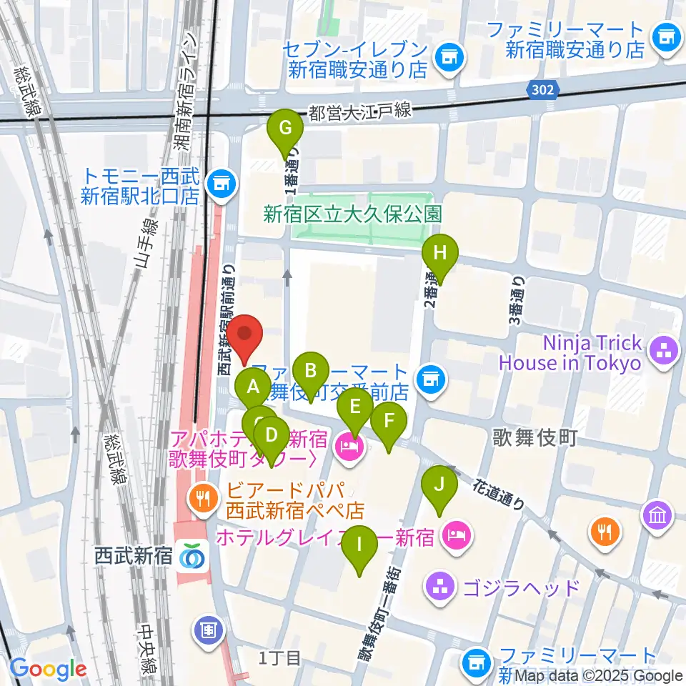 新宿バティオス周辺の駐車場・コインパーキング一覧地図