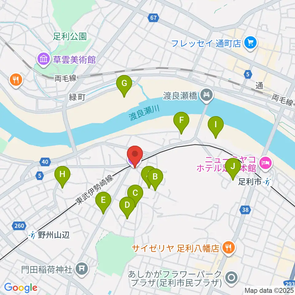 足利ライブハウス大使館周辺の駐車場・コインパーキング一覧地図