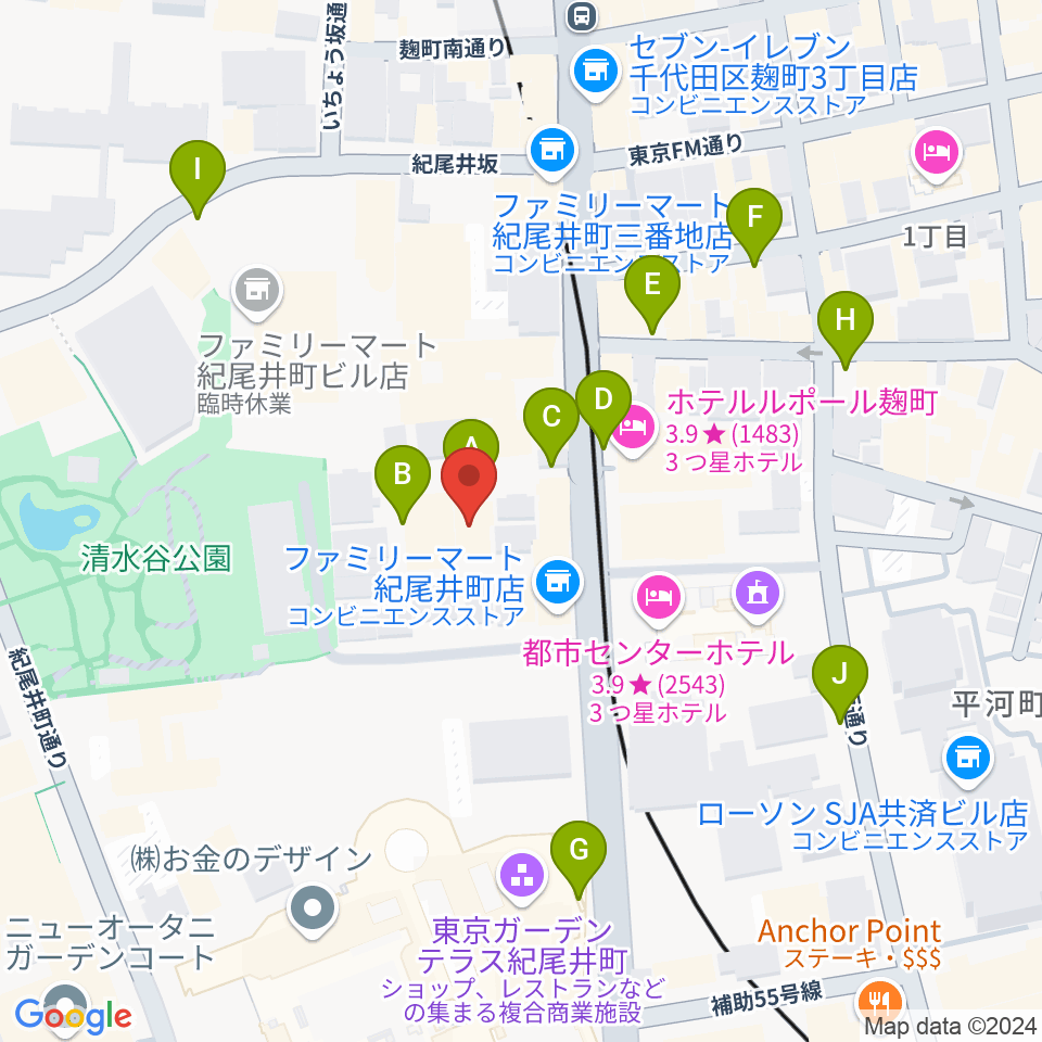 紀尾井町サロンホール周辺の駐車場・コインパーキング一覧地図