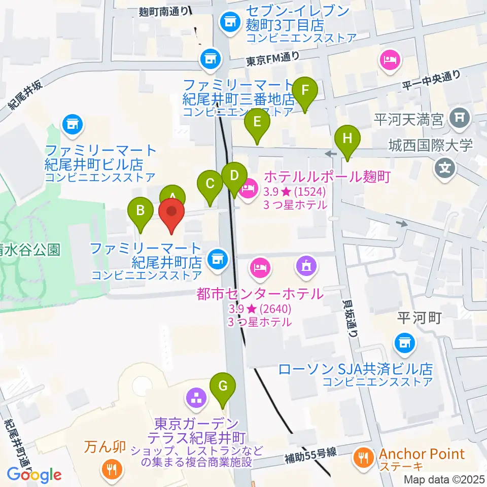 紀尾井町サロンホール周辺の駐車場・コインパーキング一覧地図