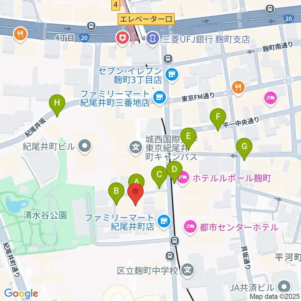 紀尾井町サロンホール周辺の駐車場・コインパーキング一覧地図