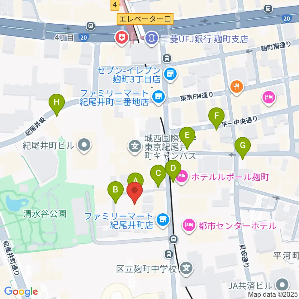 紀尾井町サロンホール周辺の駐車場・コインパーキング一覧地図