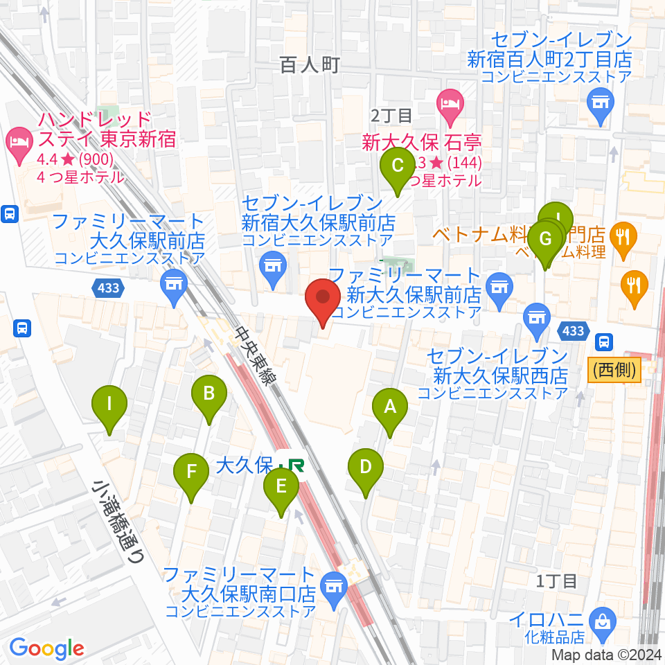 大久保HOTSHOT周辺の駐車場・コインパーキング一覧地図