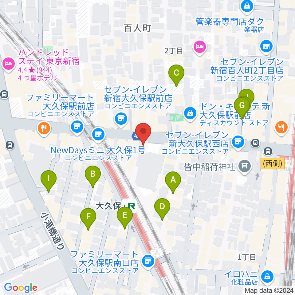 大久保HOTSHOT周辺の駐車場・コインパーキング一覧地図