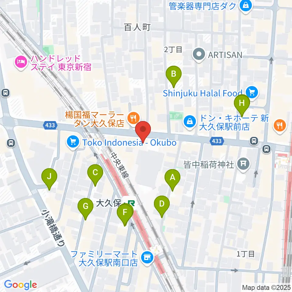 大久保HOTSHOT周辺の駐車場・コインパーキング一覧地図
