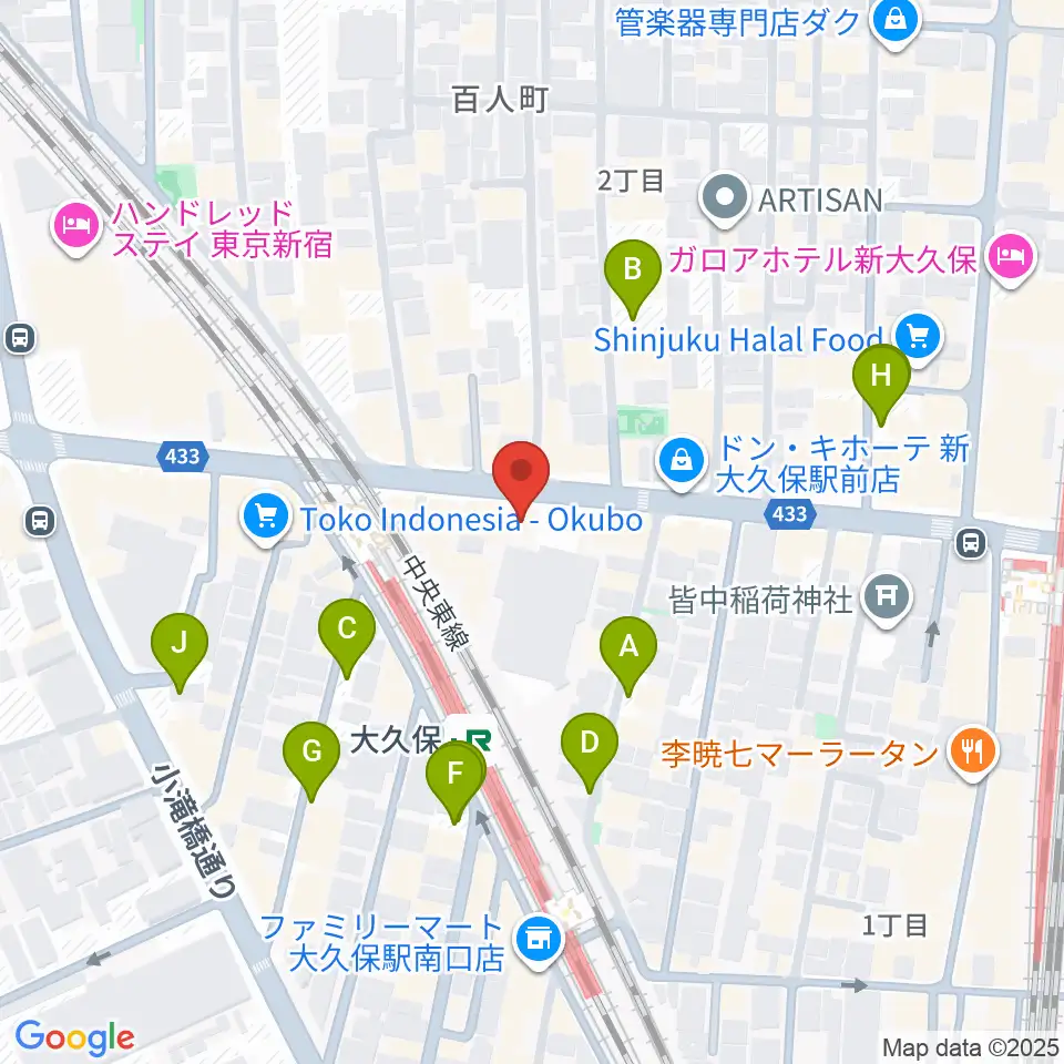 大久保HOTSHOT周辺の駐車場・コインパーキング一覧地図