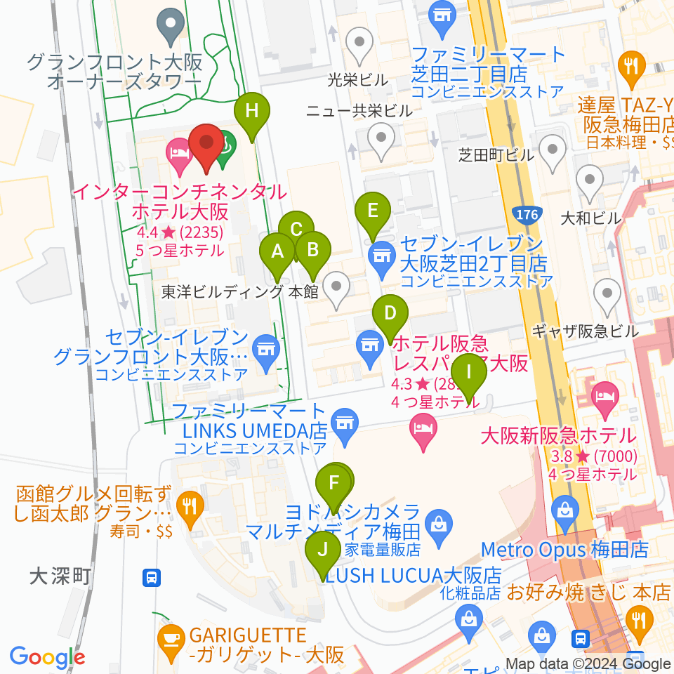 グランフロント大阪 ナレッジシアター周辺の駐車場・コインパーキング一覧地図
