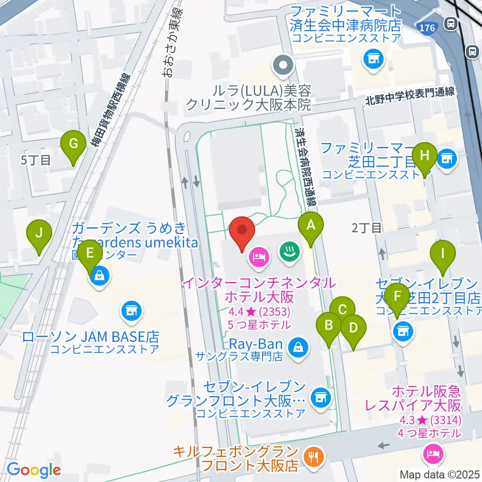 グランフロント大阪 ナレッジシアター周辺の駐車場・コインパーキング一覧地図