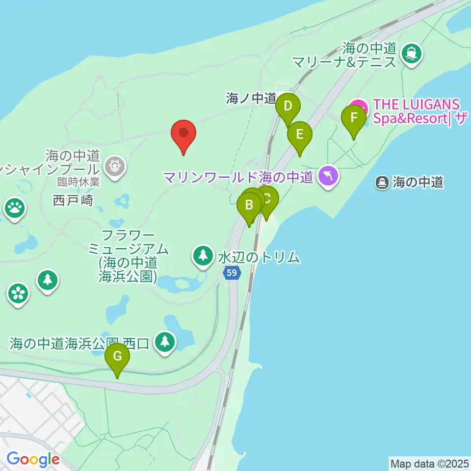 海の中道海浜公園 野外劇場周辺の駐車場・コインパーキング一覧地図
