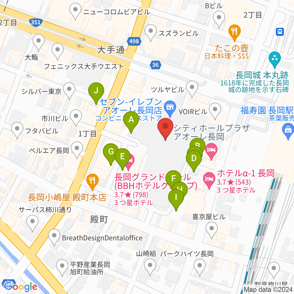 アオーレ長岡周辺の駐車場・コインパーキング一覧地図