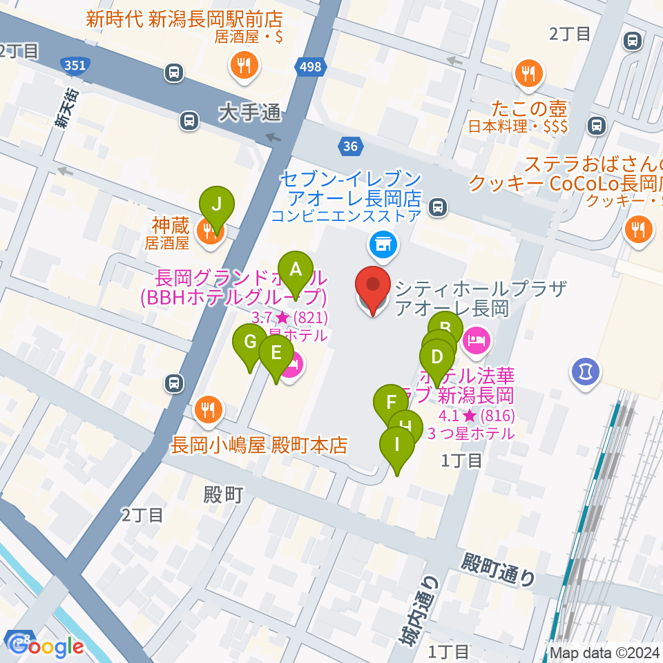 アオーレ長岡周辺の駐車場・コインパーキング一覧地図