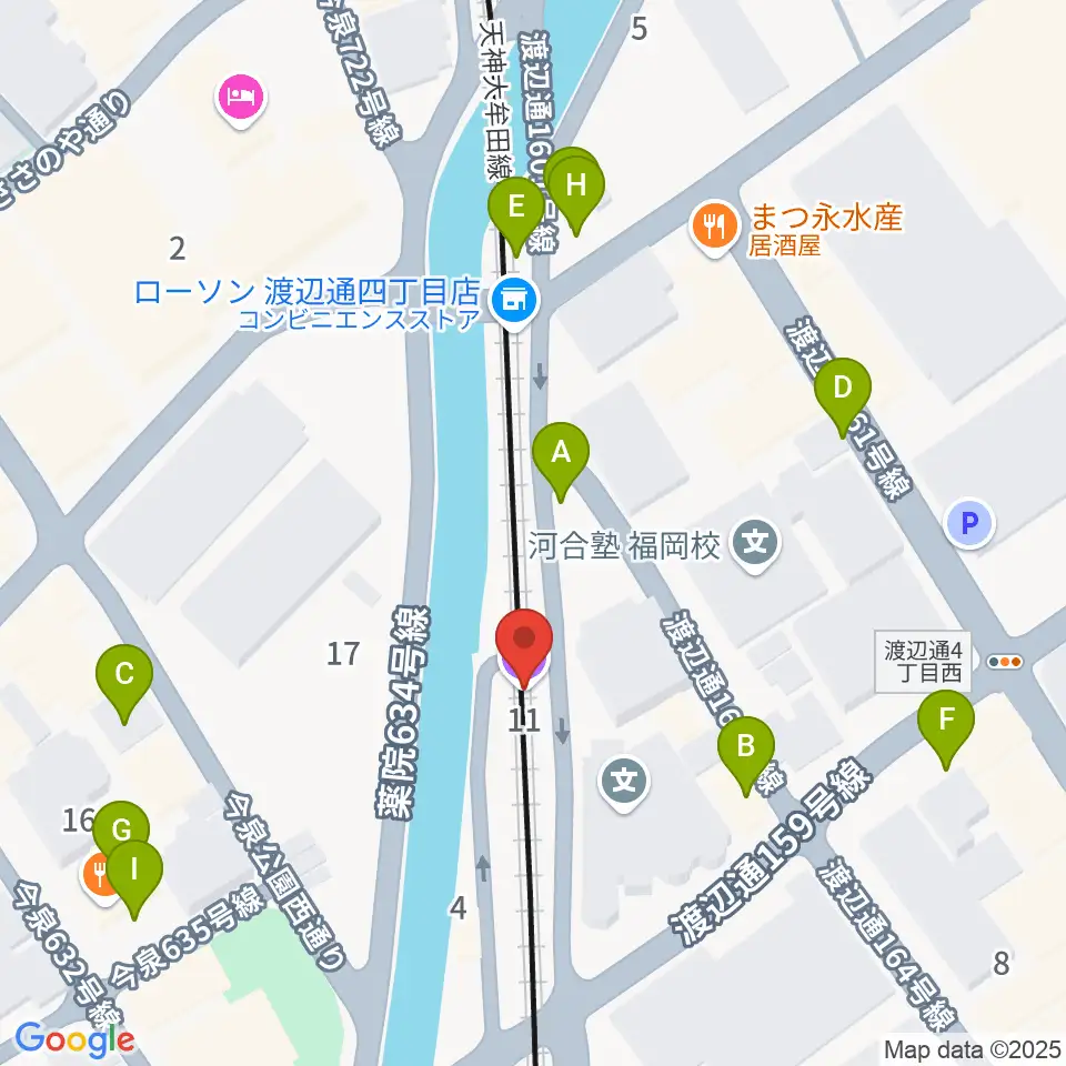 福岡薬院ビートステーション周辺の駐車場・コインパーキング一覧地図