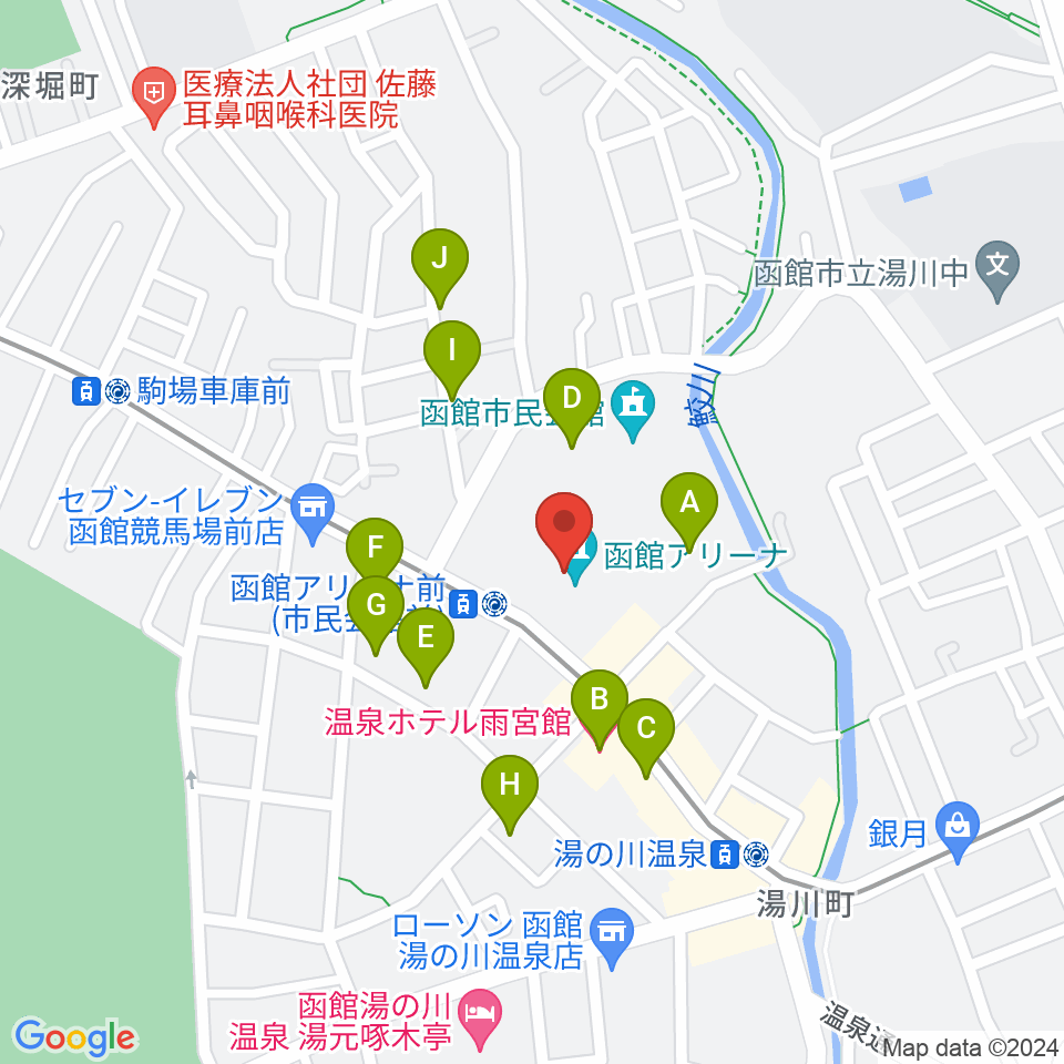 函館アリーナ周辺の駐車場・コインパーキング一覧地図