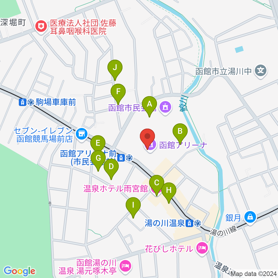 函館アリーナ周辺の駐車場・コインパーキング一覧地図