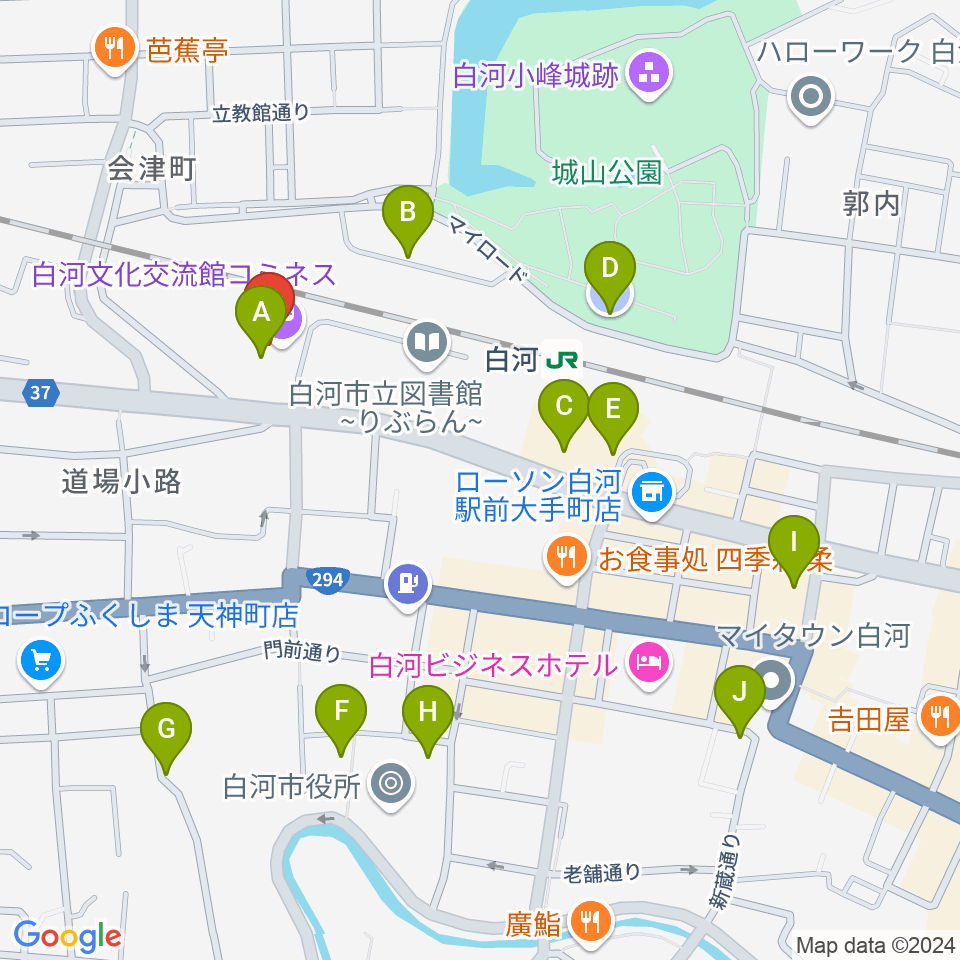 白河文化交流館コミネス周辺の駐車場・コインパーキング一覧地図