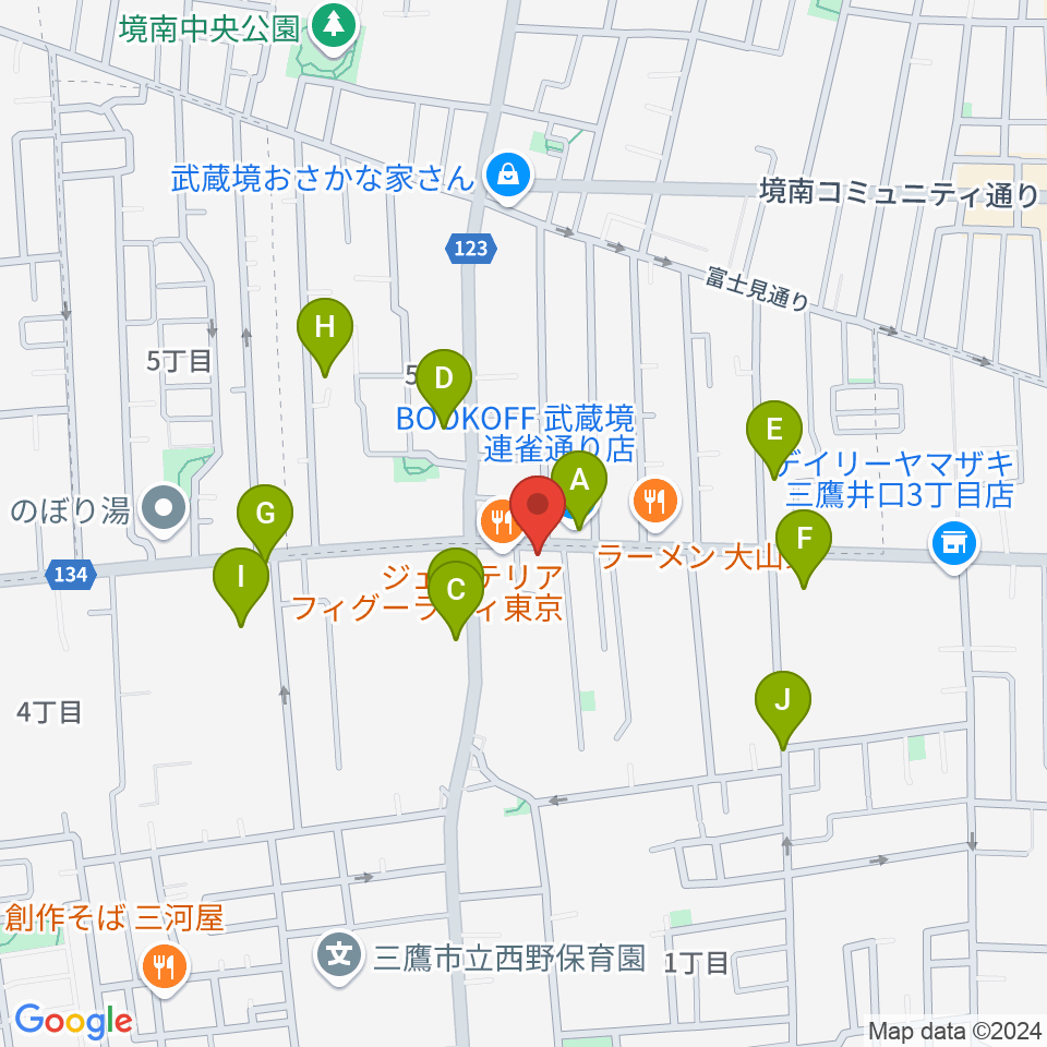 武蔵境フォンタナ周辺の駐車場・コインパーキング一覧地図