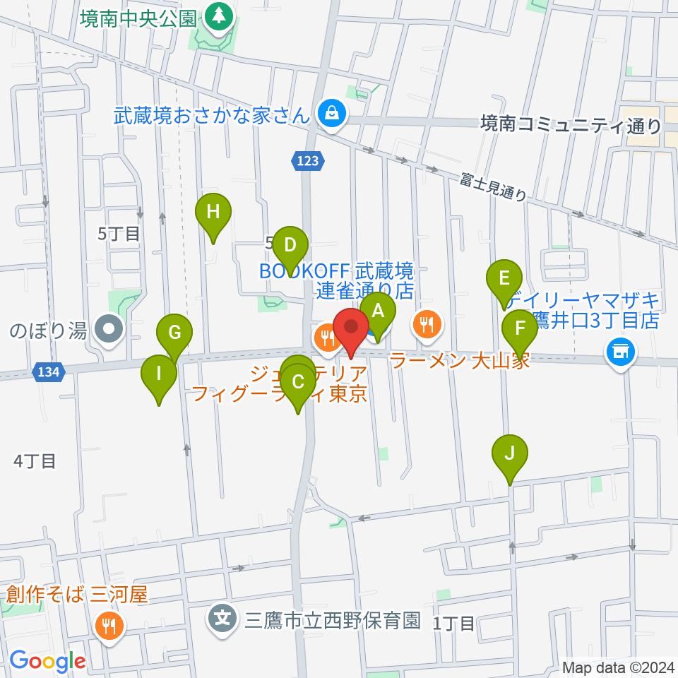 武蔵境フォンタナ周辺の駐車場・コインパーキング一覧地図